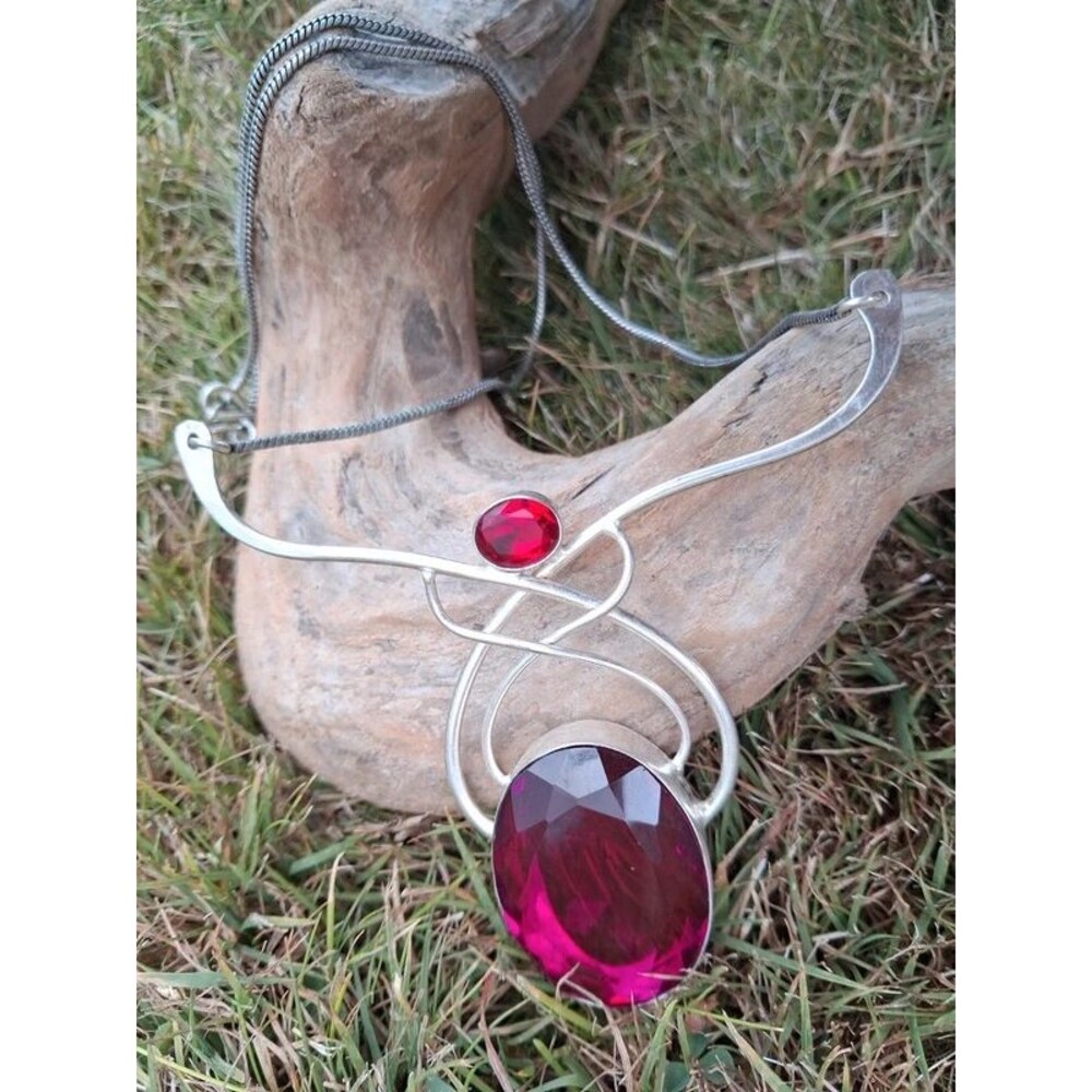 Gaudy Princess Dress-Up Statement Necklace – Bold Fuchsia & Silver